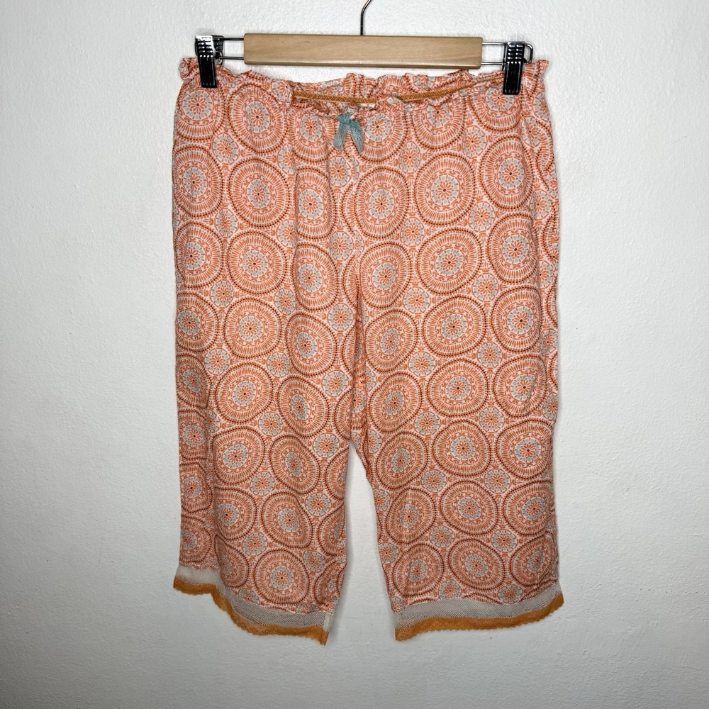 Victorias Secret Y2K Orange Ruffle‎ Bow Capri Sleep Lounge Pants Women's Medium